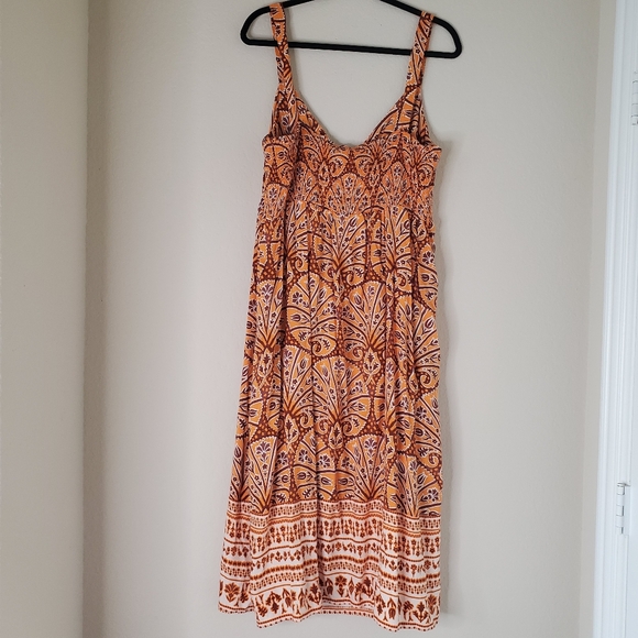 Knox Rose Women's Wide Strap Sleeveless A-Line Dress Coral Orange Floral Sz XXL - Picture 3 of 13